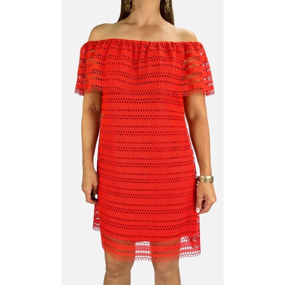 Witchery Dresses & Skirts - WITCHERY Red Lace Off The Shoulder Lined Cocktail Party Dress Size AU 10